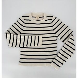 HAPPILY GREY Striped Knit Sweater Top‎ Cream Black Long Sleeve Women's Medium